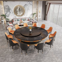 Hot pot table concealed induction cooktop integrated commercial rock plate Round Table Hotel Imitation Marble Electric Big Round Table