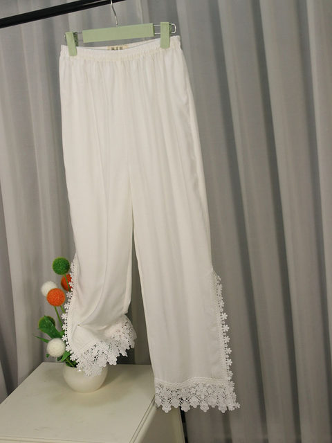ດູໃບໄມ້ລົ່ນແລະລະດູຫນາວ cheongsam leggings ຝ້າຍໄຫມສະດວກສະບາຍ breathable trousers non-static pants ພາຍໃນ versatile slim lace pants ແມ່ຍິງ