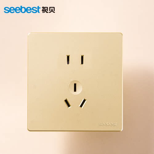 视贝官方旗舰店开关插座面板香槟金色墙壁一开五孔带钢架16a空调 - 图3