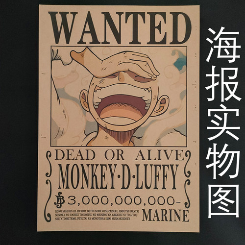 海贼王通缉令海报悬赏令路飞草帽海贼团索隆装饰画周边生日礼物 - 图0