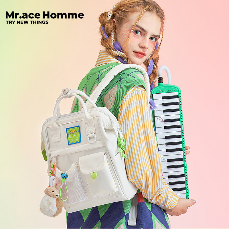 mracehomme松鼠奶酪手提女双肩包 mracehomme简恬双肩背包