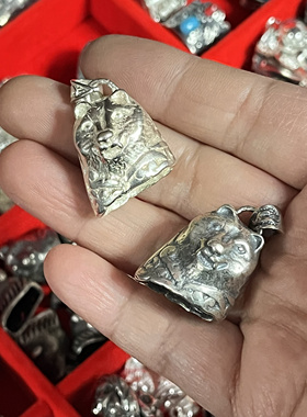 高端s925银熊头套托吊坠男士饰品简约熊牙保护套鹿角  配饰挂件