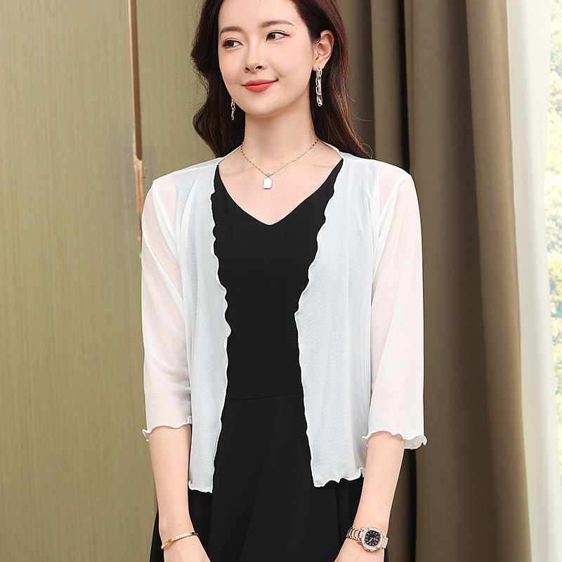 披肩夏季配裙子女2023新款冰丝网纱 mfaithful短外套