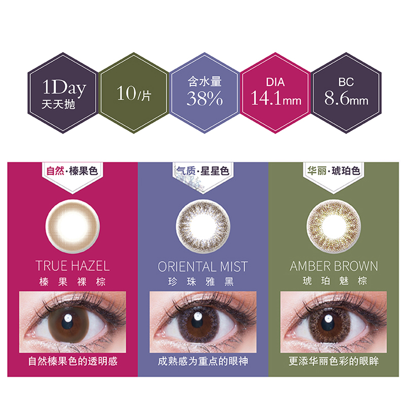 康济大药房旗舰店日本绮芙莉Givre美瞳日抛30片装自然混血大小直径彩色隐形眼镜sk2
