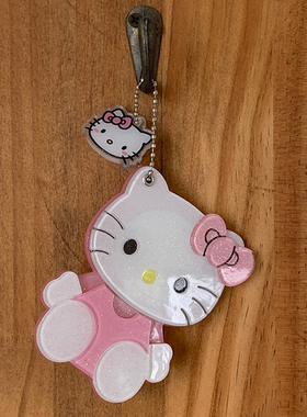 PCity77新款卡通HelloKitty猫便携折叠镜子手机链钥匙扣包包挂件