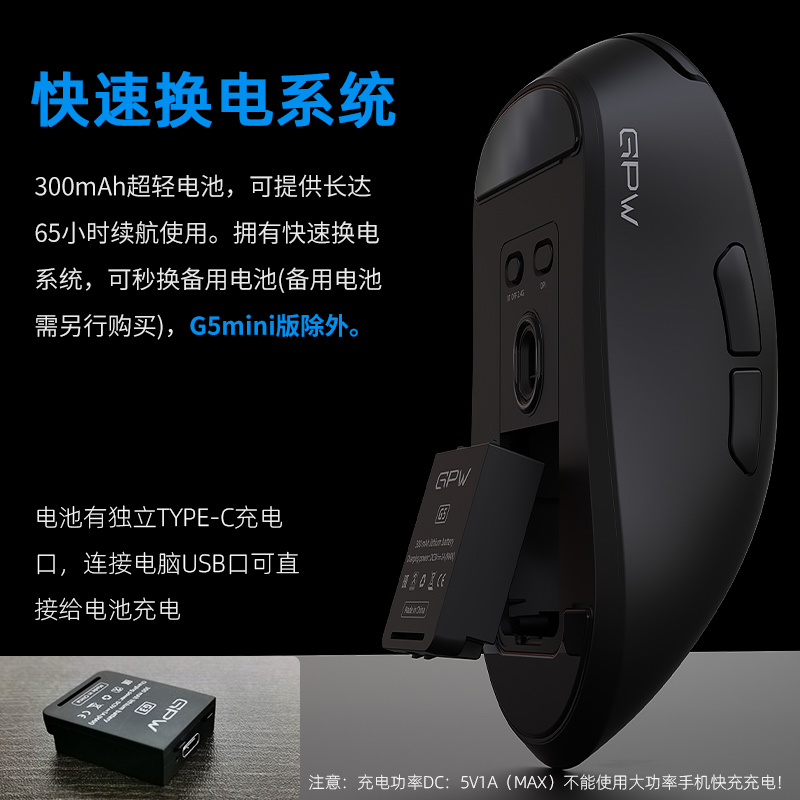 GPW G5电竞游戏鼠标gpw4狗屁王四代无线蓝牙三模轻量化人体工学 - 图0