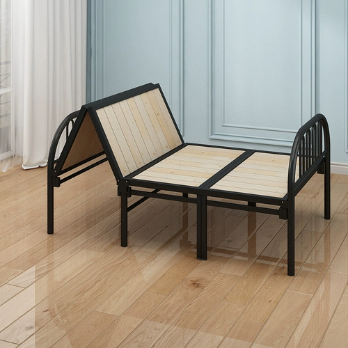 Складные простыни с твердым деревом простой кровать домашний офис обеденный перерыв для взрослого поднятия сна, чтобы сопровождать кровать железной кровать