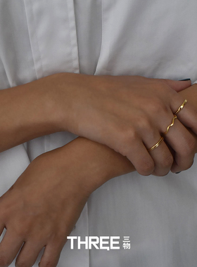 三物THREE日杂风 ~S925银~轻盈时尚小波浪百搭休闲细戒指