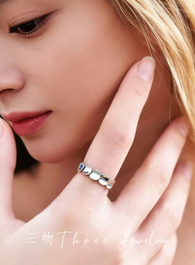 日系小众鳞片戒指女 925银轻奢高级感开口食指戒百搭通勤饰品