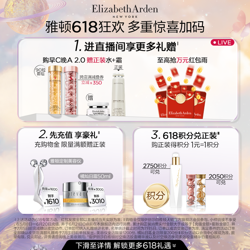 【官方正品】雅顿粉胶夜间多效胶囊 伊丽莎白雅顿液态精华