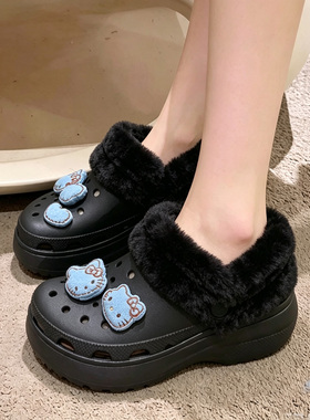 冬天毛绒洞洞鞋内胆可拆卸鞋套女