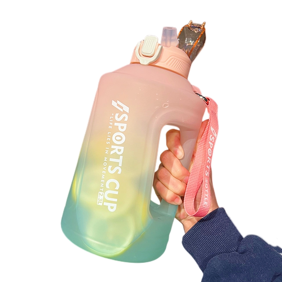 Gradient color large capacity fitness sports straw large water cup