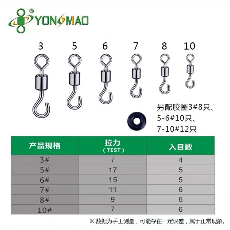 永联日本转环YM-1011开口8字环带O形圈连接器配件钓鱼拉力垂钓-图3