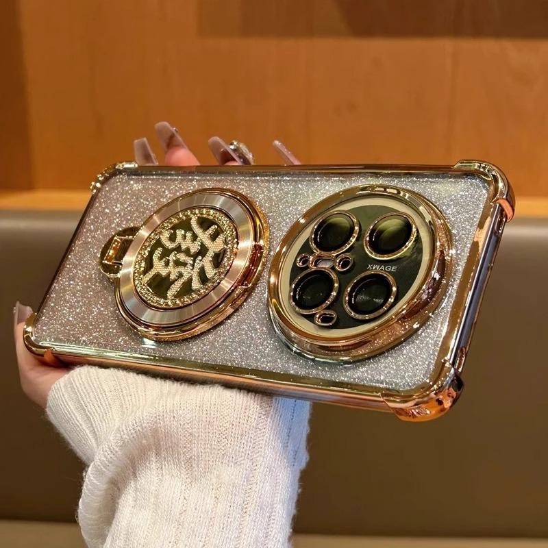 發财气囊防摔支架适用华为mate70pro手机壳全包电镀mate60Pro/50/40简约透明pura70/ultra保护套nova12/13Pro - 图2