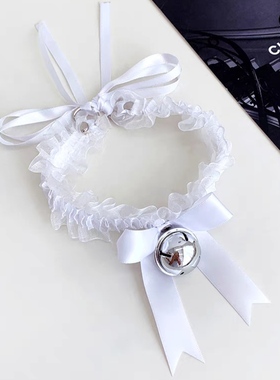 男M蕾丝铃铛choker牵引链项圈