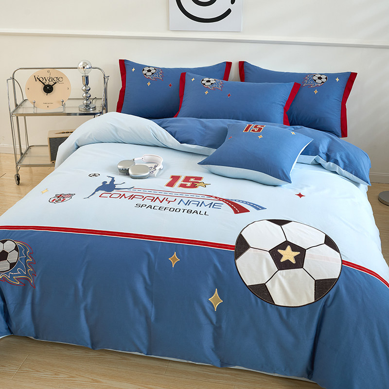 全棉床单四件套男孩青少年纯棉卡通被套男生儿童三件套1.5床笠蓝,淘宝优惠券,粉丝福利购,淘宝优惠卷