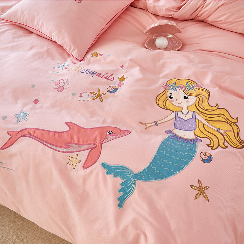 少女孩公主风纯棉四件套粉色床单被套儿童卡通全棉三件套1.5床笠,淘宝优惠券,粉丝福利购,淘宝优惠卷