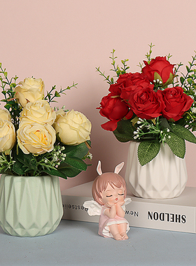 客厅玫瑰塑料绢花假花植物满天星