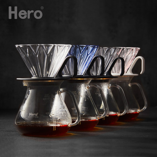 Hero菱镜玻璃滤杯精品咖啡手冲器具套装家用滴滤式户外美式过滤器 - 图1