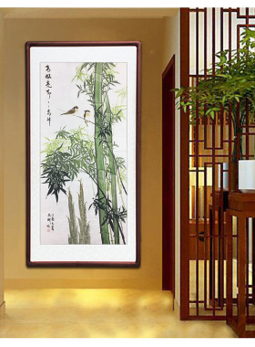 竹报平安节节高升客厅有框花鸟画