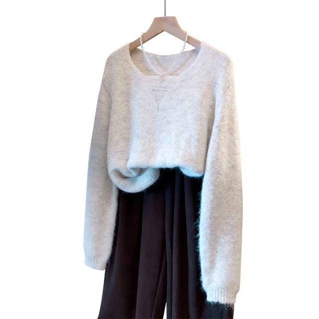 Women's loose shiny silk sweater