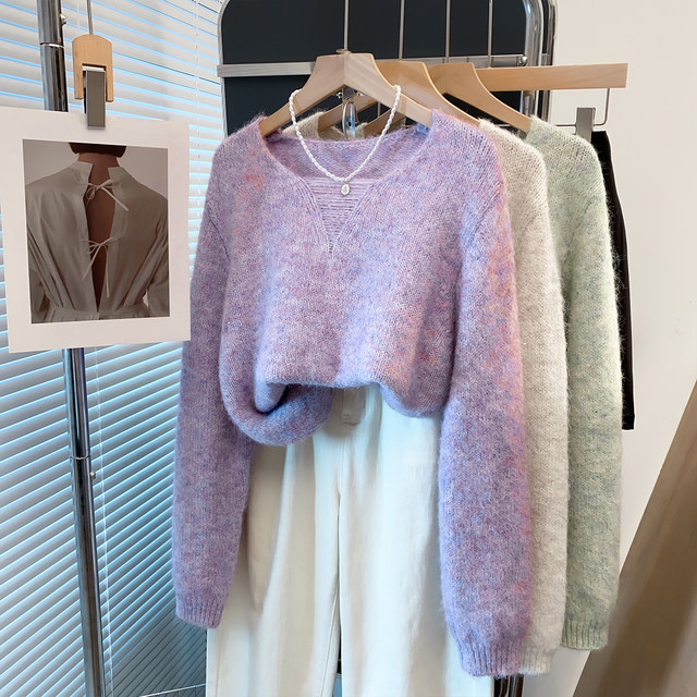 Women's loose shiny silk sweater