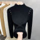 Beaded Half Turtleneck Sweater Women's Pullover Slim Fit Bottoming Shirt