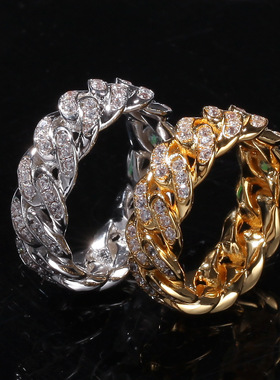 欧美嘻哈说唱古巴链戒指