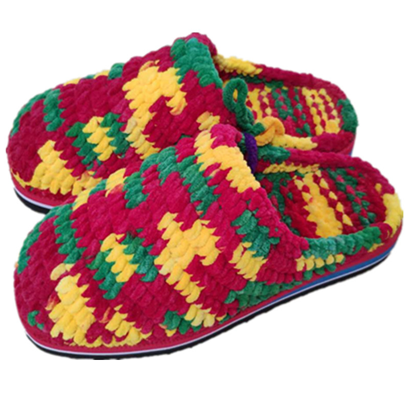 纯手工毛线拖鞋冰条线粗毛线情侣居家婚嫁男女钩鞋成品春秋休闲鞋,淘宝优惠券,粉丝福利购,淘宝优惠卷