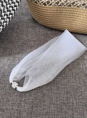 纯色磁吸扣丝巾夏季薄款女2024新款百搭护颈装饰领巾纱巾围脖围巾