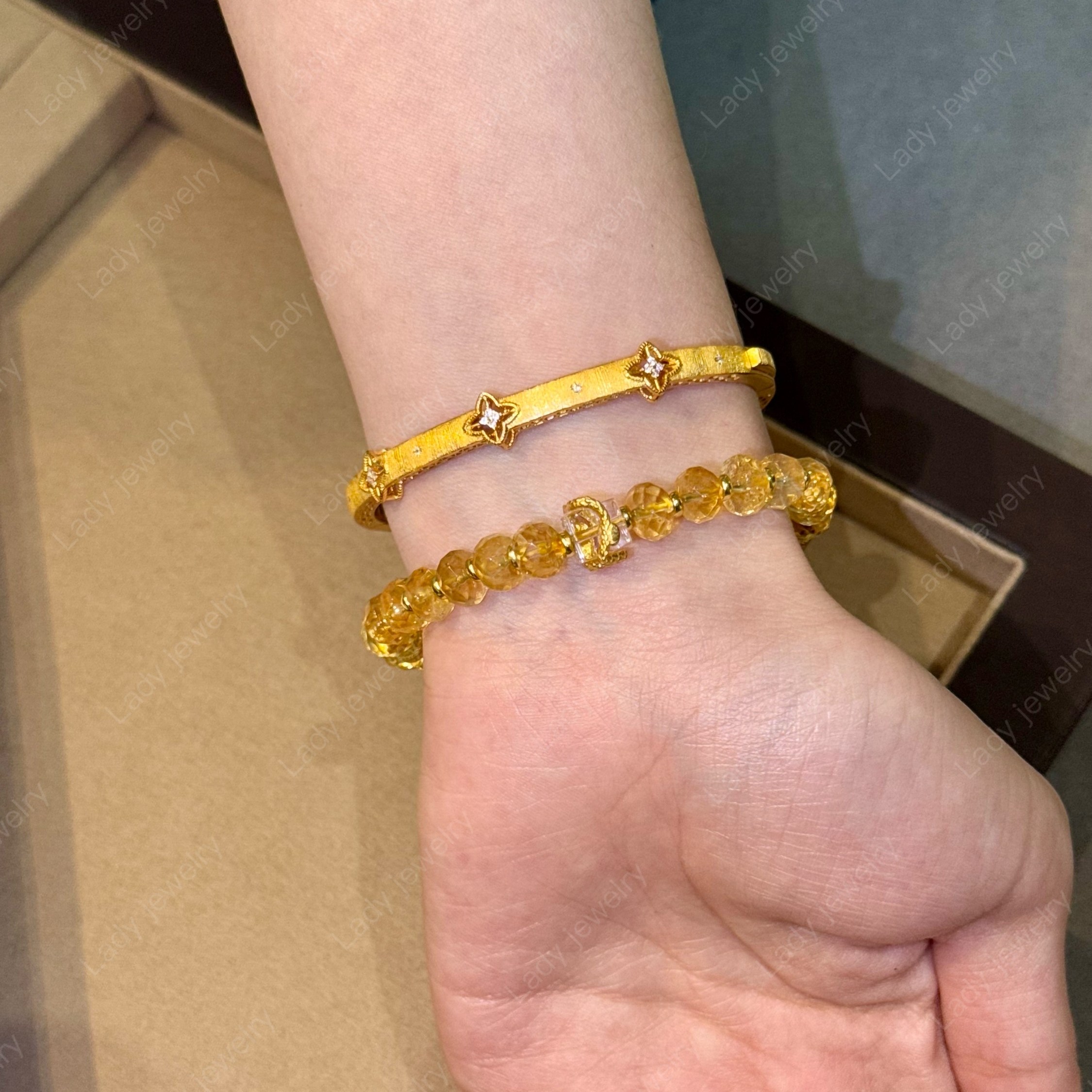 蕾迪「流星」鎏金点钻｜高定意大利手工拉丝s925银镀金手镯12/13g,淘宝优惠券,粉丝福利购,淘宝优惠卷