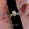 Leidy Haute Couture One Carat Moissanite S925 Silver Plated with Real Gold Love Wing Ring