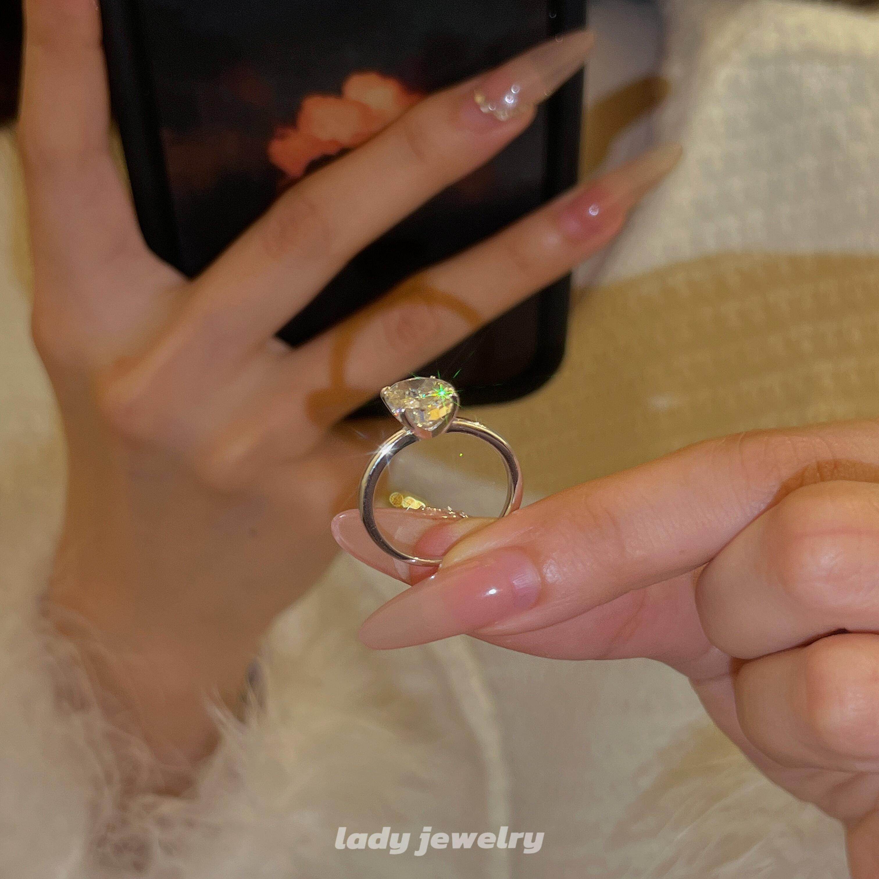 蕾迪［G色冰花鸽子蛋］s925银镀金4克拉光面极简小众轻奢高级戒指,淘宝优惠券,粉丝福利购,淘宝优惠卷