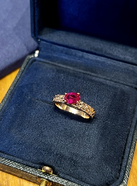 蕾迪高定弗洛伊德培育红宝意大利真空电镀k金戒指