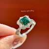 Leidy Ice Tower Classic Muzu Green 3 Carat S925 Silver High-end Fashion Niche Versatile Ring for Women