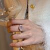 Leidy Haute Couture 4-carat ring super classic cushion-shaped three-stone model S925 silver K gold plated upgraded version