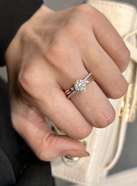 蕾迪高定三生三世莫桑1克拉摩根红梅花切轻奢时尚百搭戒指