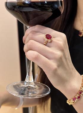 蕾迪【环环相扣】鸽血红手链宫廷风豪镶10.4克拉时尚手链可调节