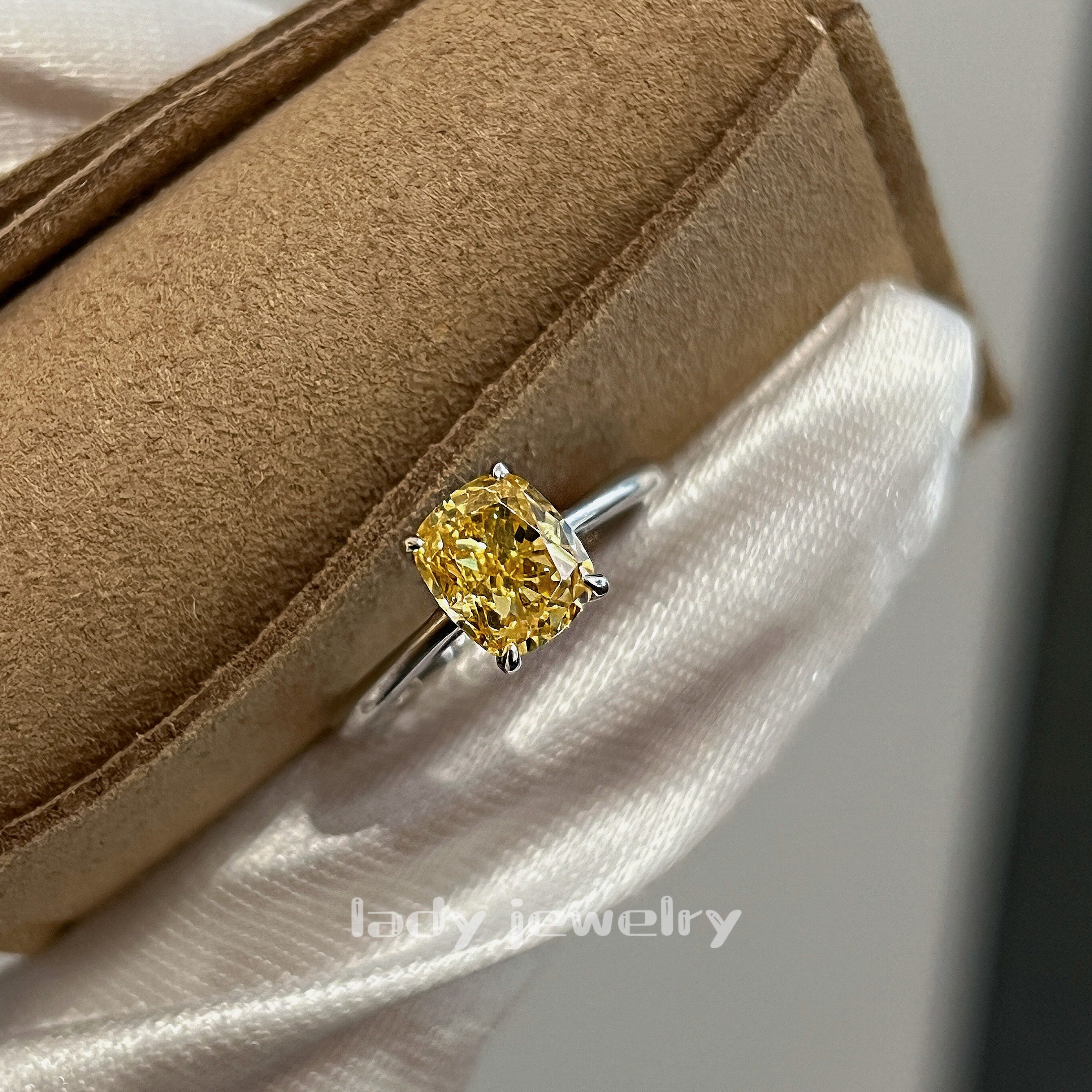 蕾迪【小枕头】公主切s925银镀真金1.5卡简约百搭黄钻首饰套装,淘宝优惠券,粉丝福利购,淘宝优惠卷