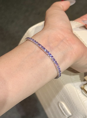 S925银镀金超火弹力网球手链