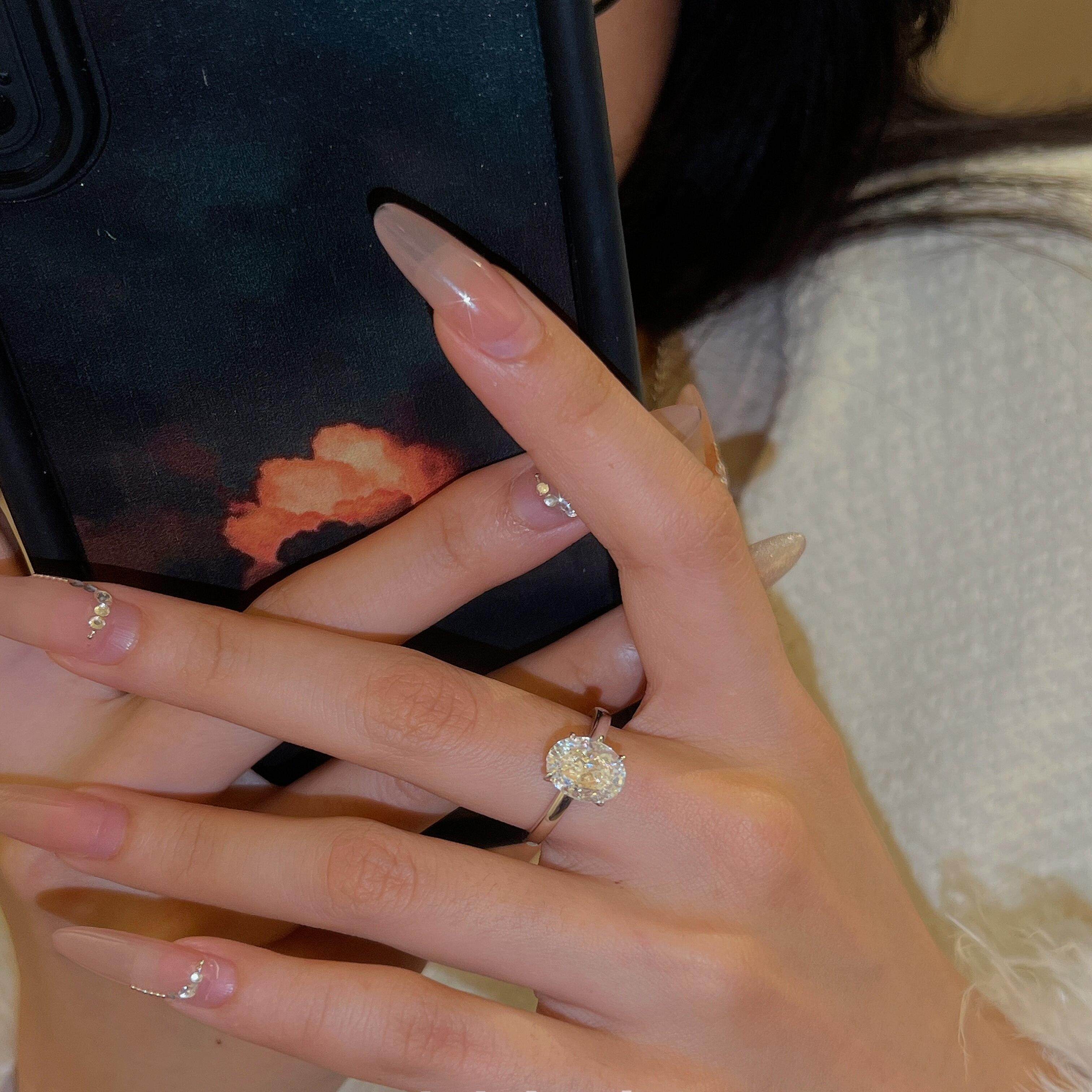 蕾迪［G色冰花鸽子蛋］s925银镀金4克拉光面极简小众轻奢高级戒指,淘宝优惠券,粉丝福利购,淘宝优惠卷