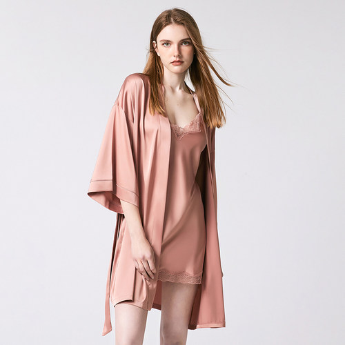 轻奢性感睡衣女夏季冰丝2025新款纯欲夏蕾丝吊带睡裙套装家居服 - 图1