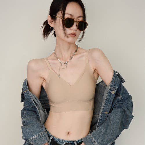 隐形王者超薄款！！内衣女夏季特调深肤色不透无痕背心式文胸美背 - 图0