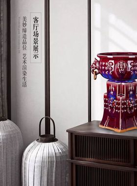 禹州钧瓷招财聚宝盆摆件开业乔迁商务送礼中式陶瓷器客厅摆设花瓶