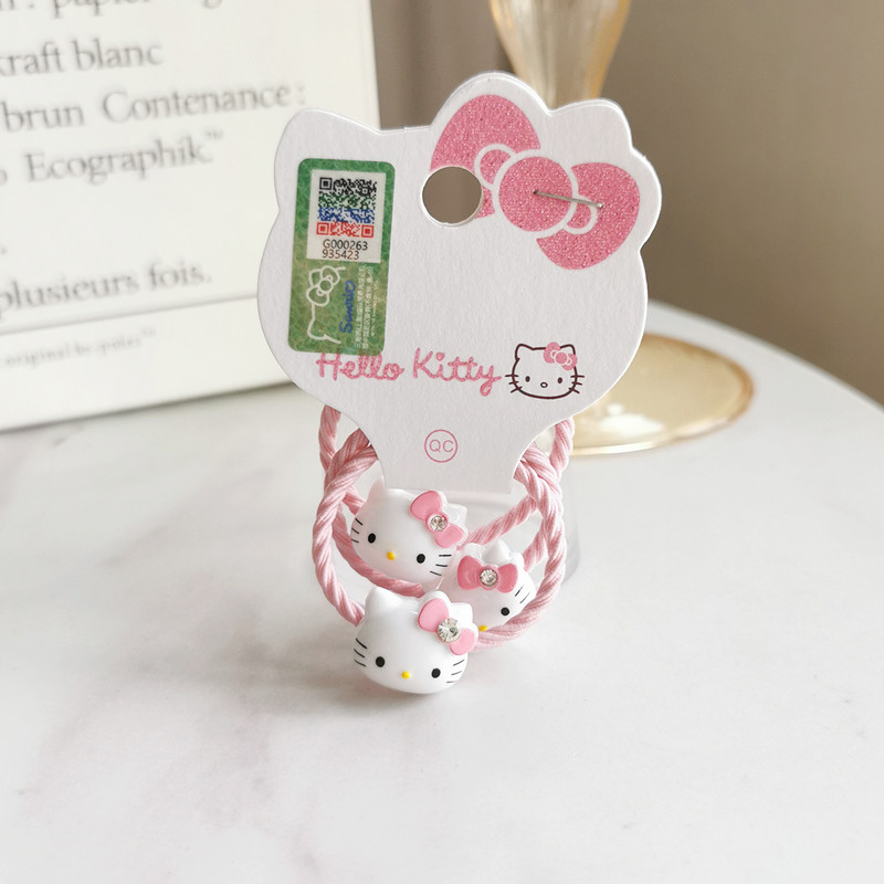 HelloKitty正品日系儿童樱花皮筋KT猫女童宝宝甜美扎发绳花朵发圈-图2