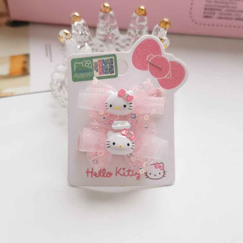 正品HelloKitty甜美可爱蝴蝶结发圈凯迪猫儿童发夹边夹婴幼儿发饰-图0