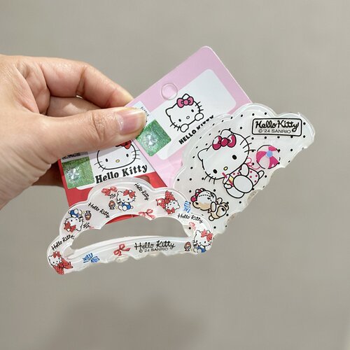 正版三丽鸥波点红色抓夹子kitty猫甜美蝴蝶结发抓少女洗澡鲨鱼夹 - 图2