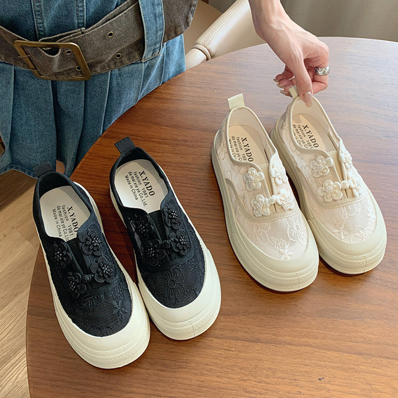 品牌一脚蹬国风女单鞋2025夏新款单网面透气休闲鞋渔夫板鞋小白鞋,淘宝优惠券,粉丝福利购,淘宝优惠卷