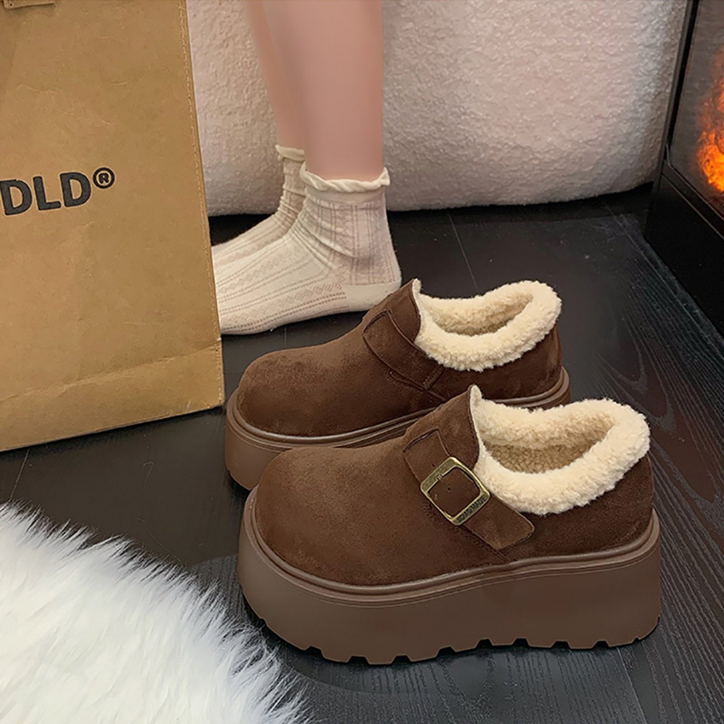 品牌真皮毛毛雪地靴女2025新款厚底增高加绒勃肯鞋一脚蹬保暖棉鞋,淘宝优惠券,粉丝福利购,淘宝优惠卷