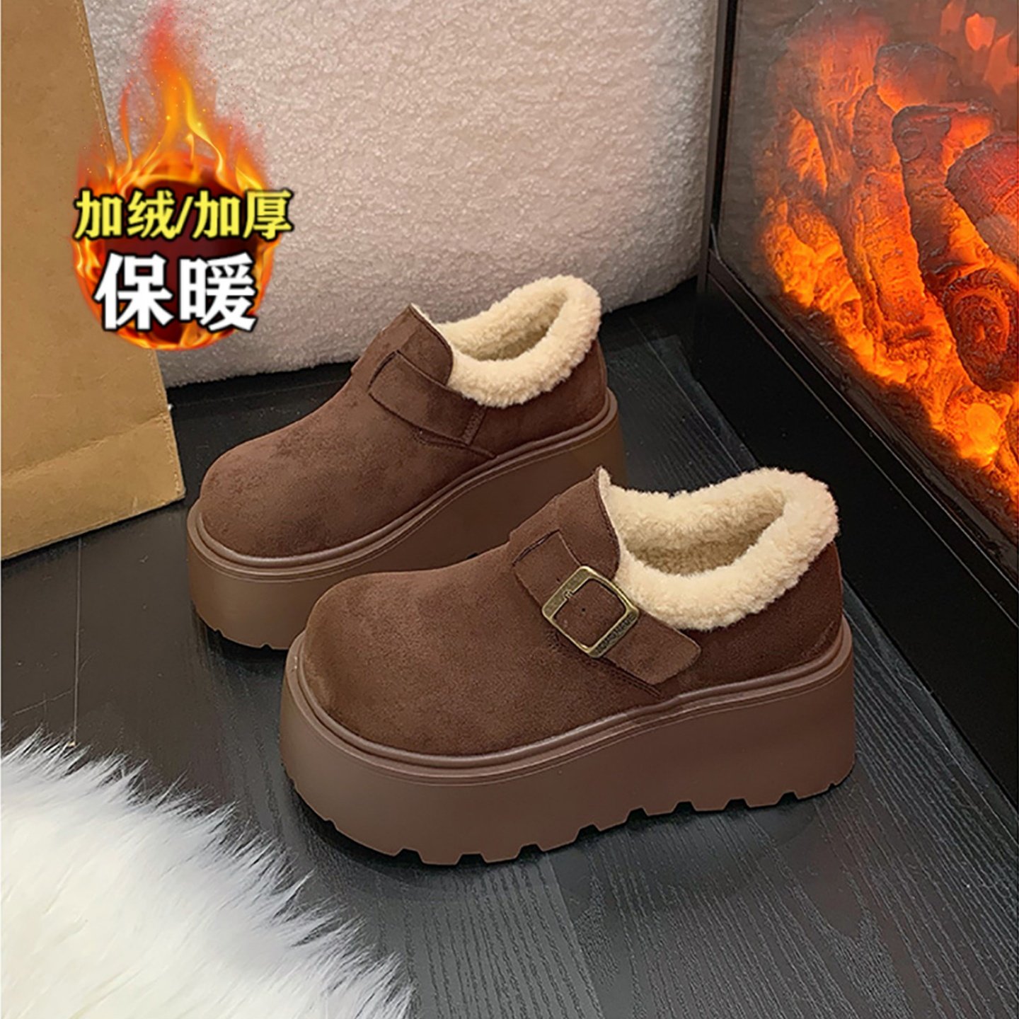 品牌真皮毛毛雪地靴女2025新款厚底增高加绒勃肯鞋一脚蹬保暖棉鞋,淘宝优惠券,粉丝福利购,淘宝优惠卷